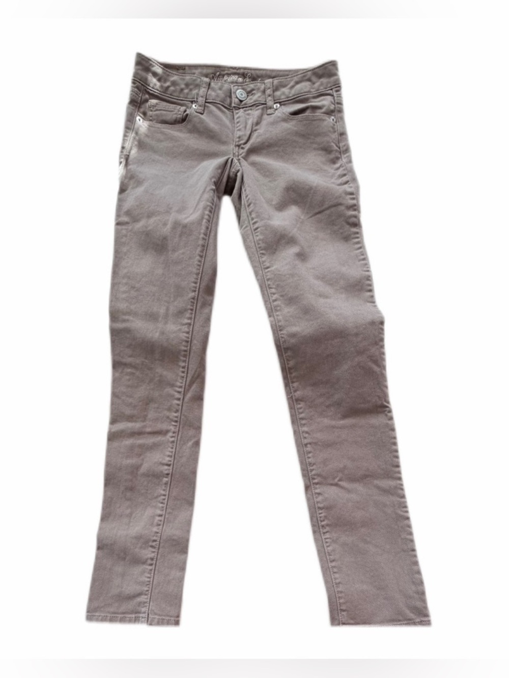 American Eagle Stretch Skinny Jeans Womens Size 00 Taupe Low Rise Slim Fit Y2K